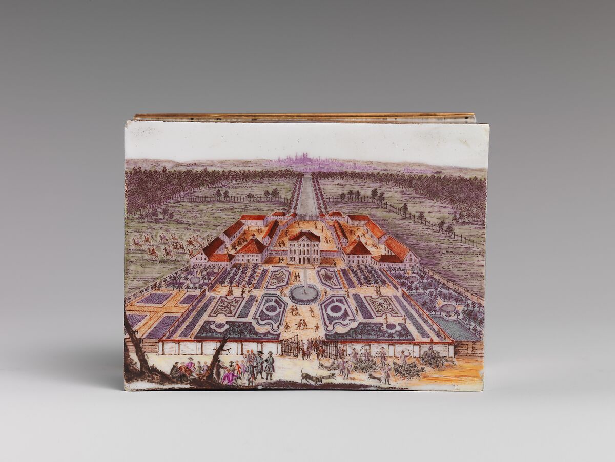 Snuffbox, Nymphenburg Porcelain Manufactory (German, 1747–present), Hard-paste porcelain; gold, German, Nymphenburg