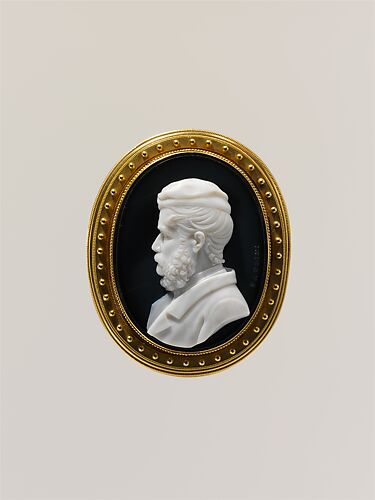 Bust of a bearded man in a cap