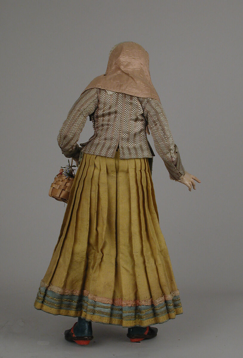 Young woman, Polychromed wood and terracotta; various fabrics, Italian, Naples