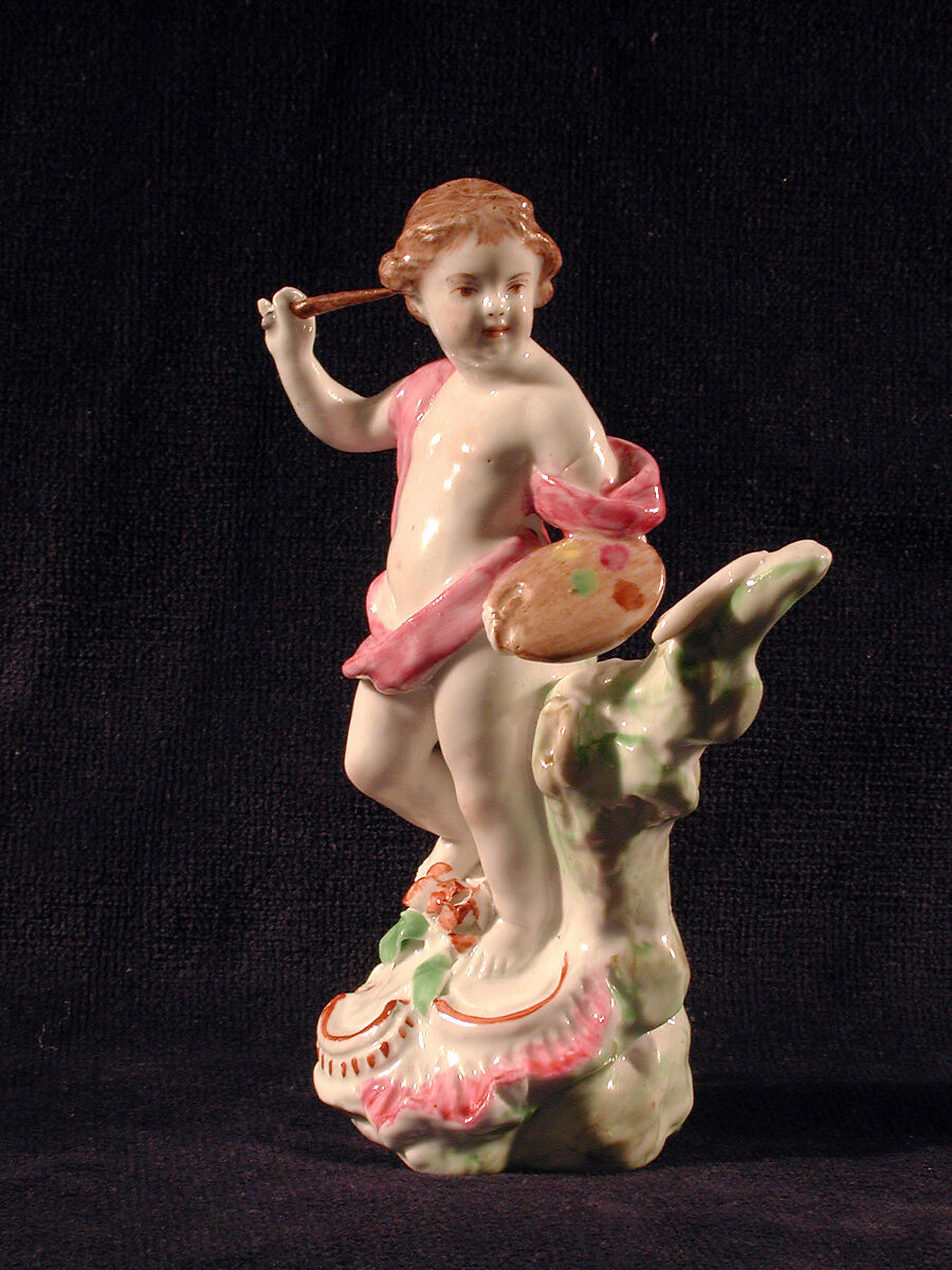 Figure personifying Painting, Vauxhall (British, ca. 1753–ca. 1763), Soft-paste porcelain, British, probably Vauxhall, London 
