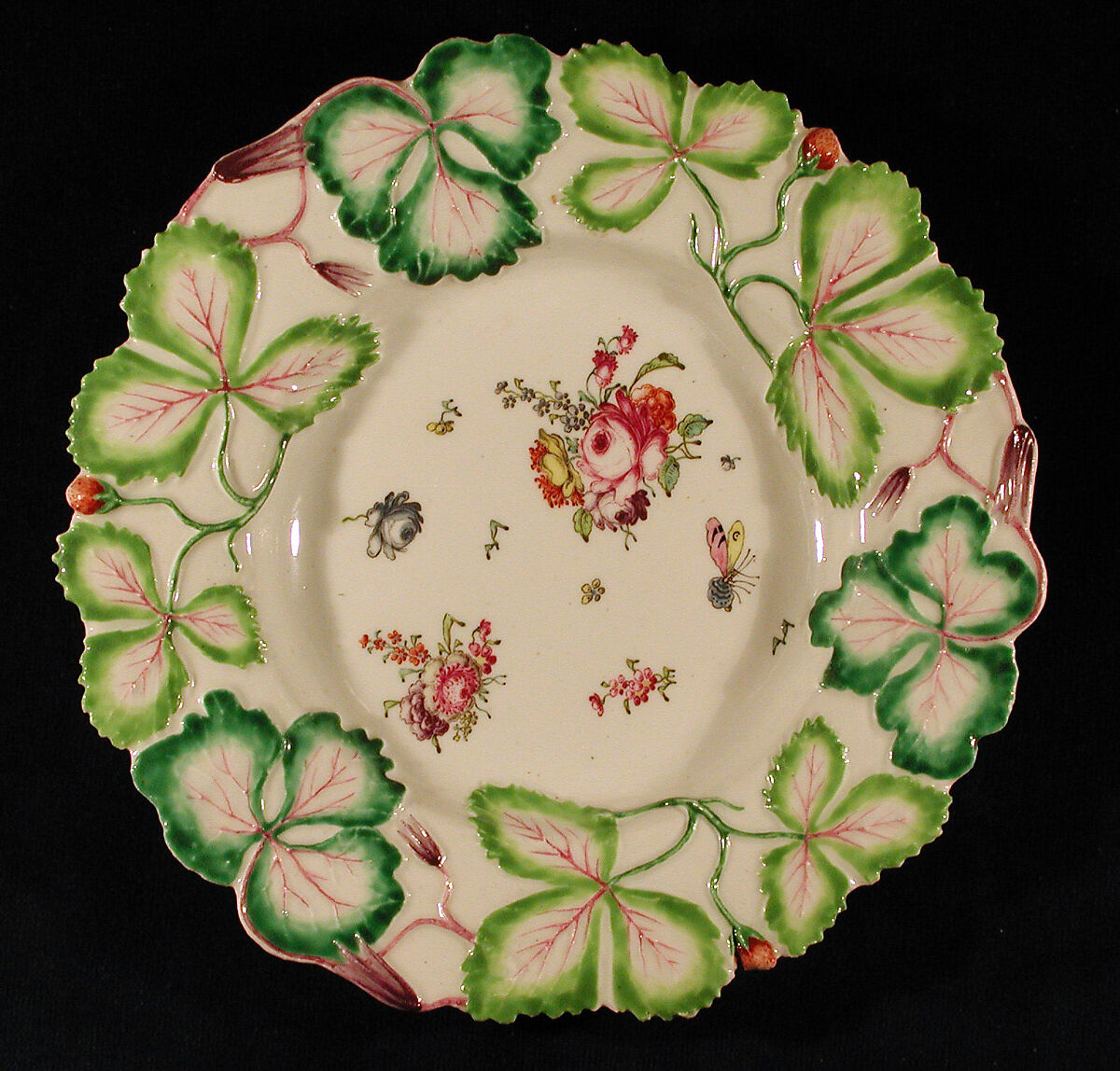 Plate, Probably enameled by William Duesbury (1725–1786), Soft-paste porcelain, British, Longton Hall, Staffordshire 