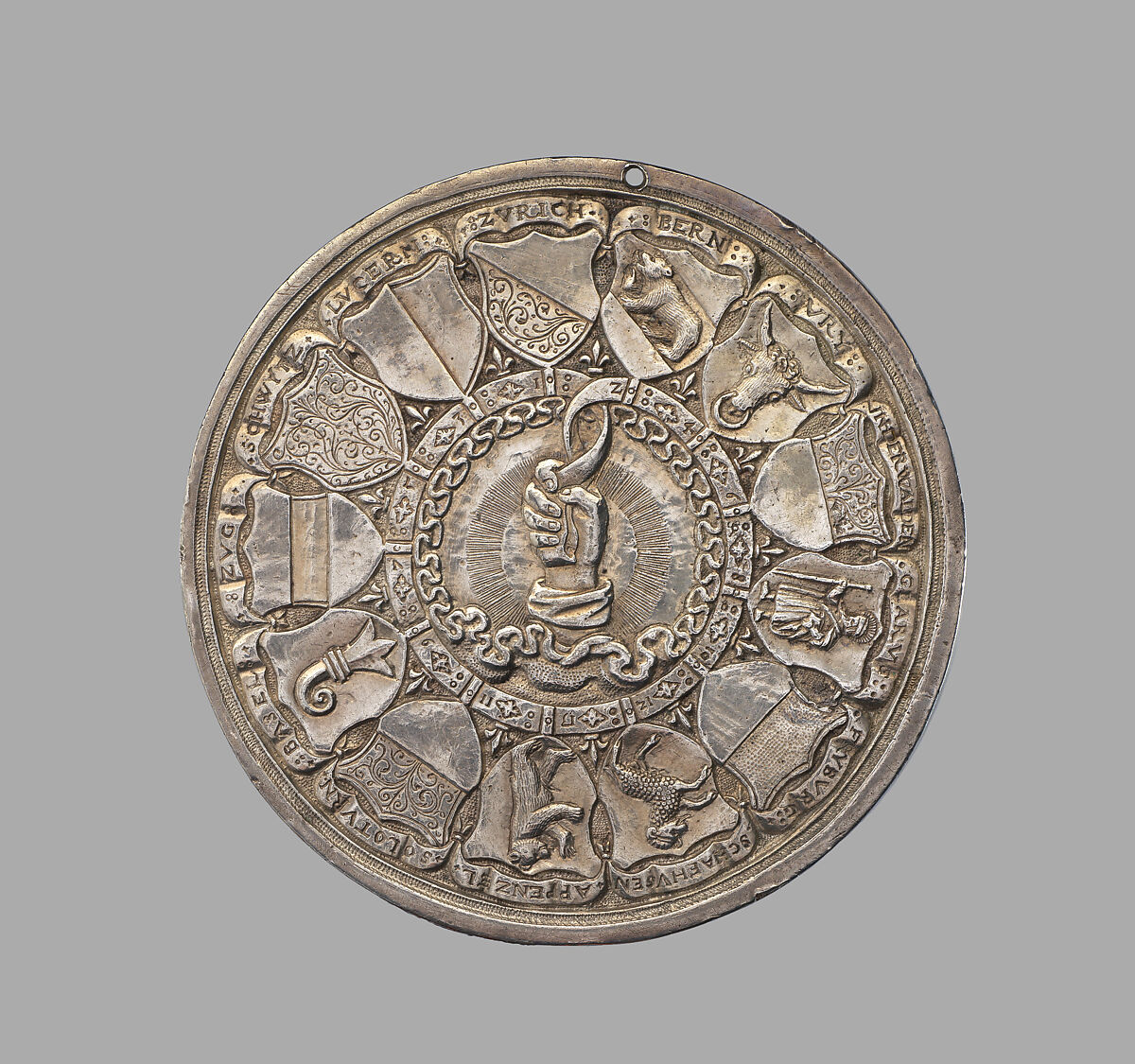 Medal Issued by the Swiss Cantons on the Birth of Princess Claude of France (1547–1575), Hans Jacob Stampfer (Zurich 1505/6–1579 Zurich), Silver, Swiss