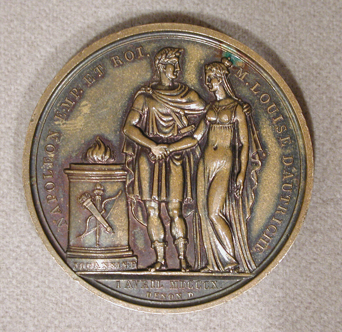 Marriage of Napoleon and Marie-Louise, April 1, 1810, Obverse by Bertrand Andrieu (French, Bordeaux 1761–1822 Paris), Bronze, French, Paris