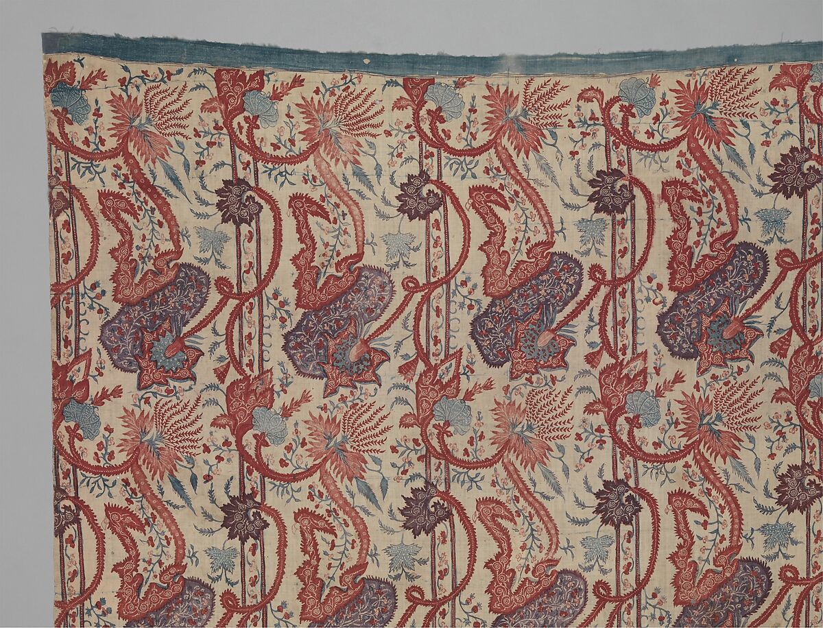 Length of cotton "chintz", Cotton, painted resist and mordant, dyed, Indian, Coromandel Coast, for export market