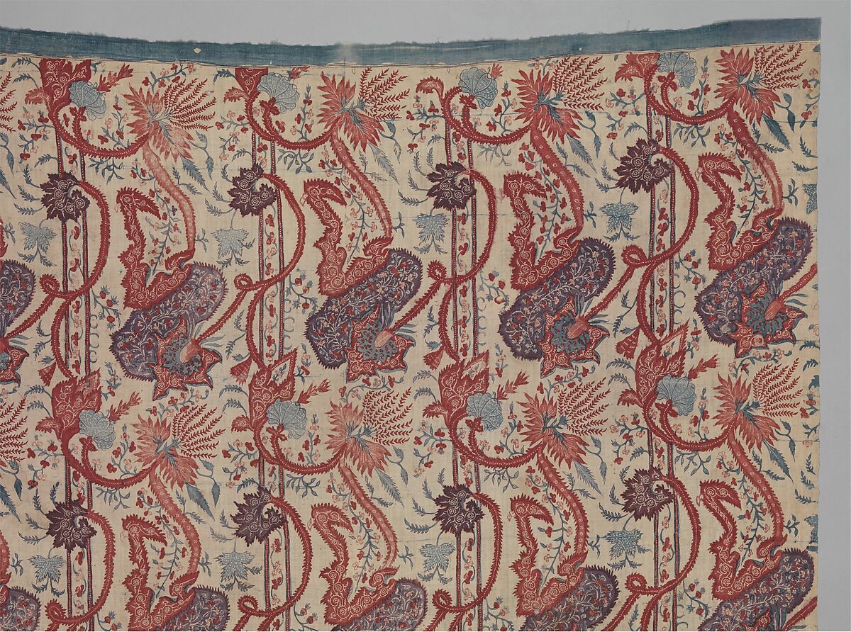 Length of cotton "chintz", Cotton, painted resist and mordant, dyed, Indian, Coromandel Coast, for export market