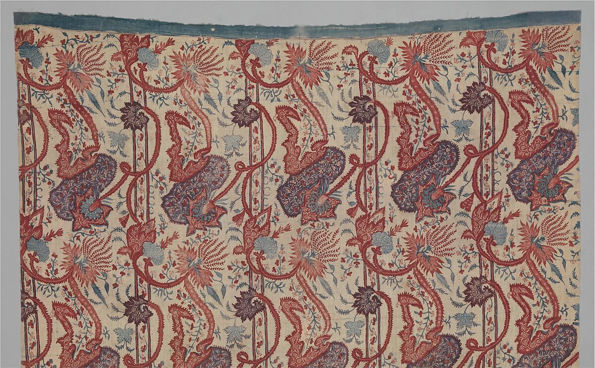 Length of cotton "chintz", Cotton, painted resist and mordant, dyed, Indian, Coromandel Coast, for export market