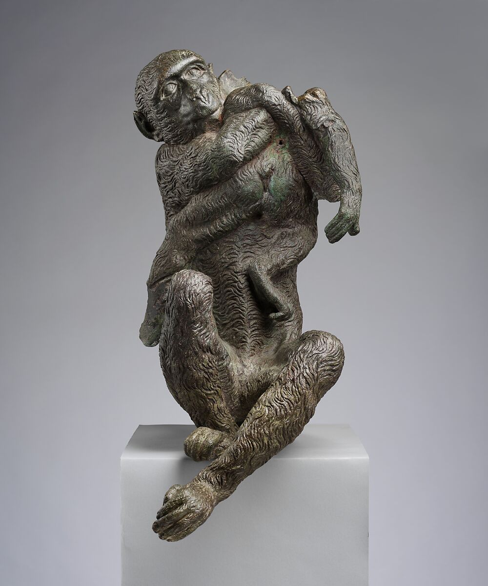 Mother ape, Camillo Mariani (Italian, 1567–1611), Bronze, Italian, Urbino 