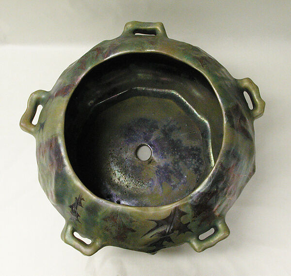Jardinière, Lucien Lévy-Dhurmer (French, Algiers 1865–1953 Le Vésinet), Earthenware with metallic glaze, French, Golfe-Juan