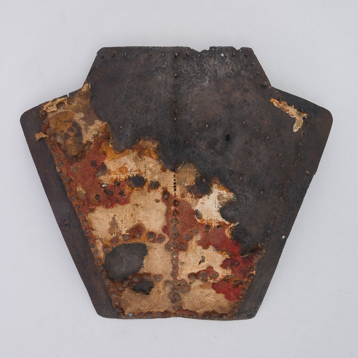 Backplate from a Brigandine, Steel, brass, linen, textile (linen, wool), Italian 