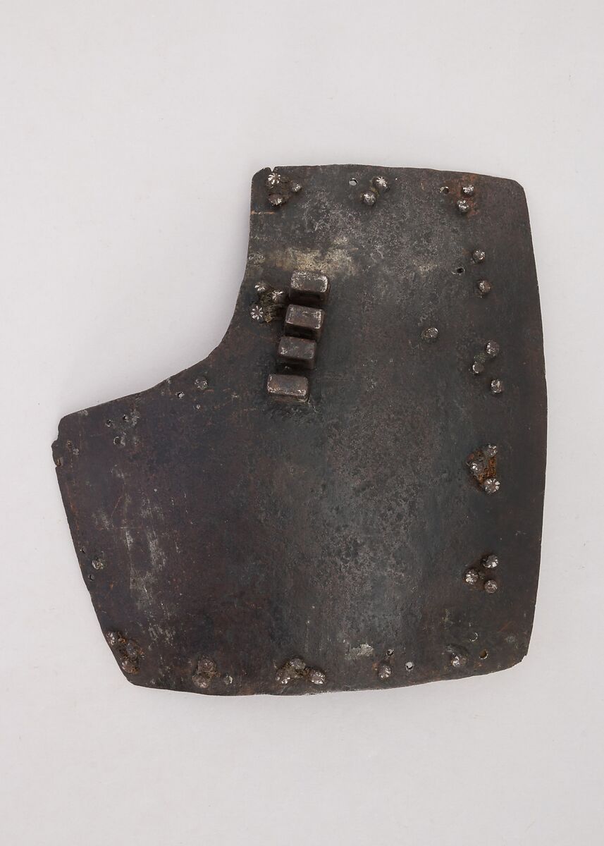 Right breastplate from a brigandine, Steel, copper alloy, textile (cotton), Italian 