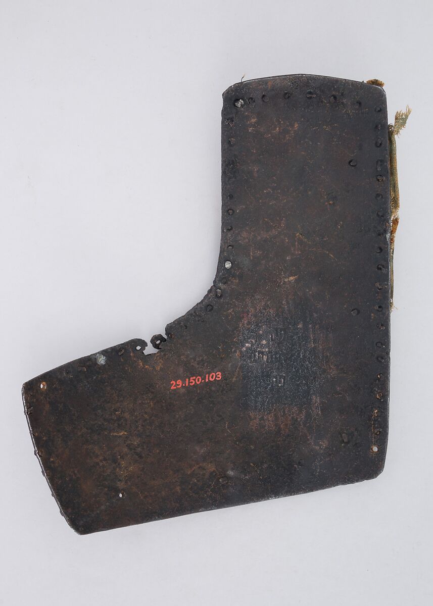 Left Breastplate from a Brigandine, Steel, brass, textile (bast fiber, cotton), Italian