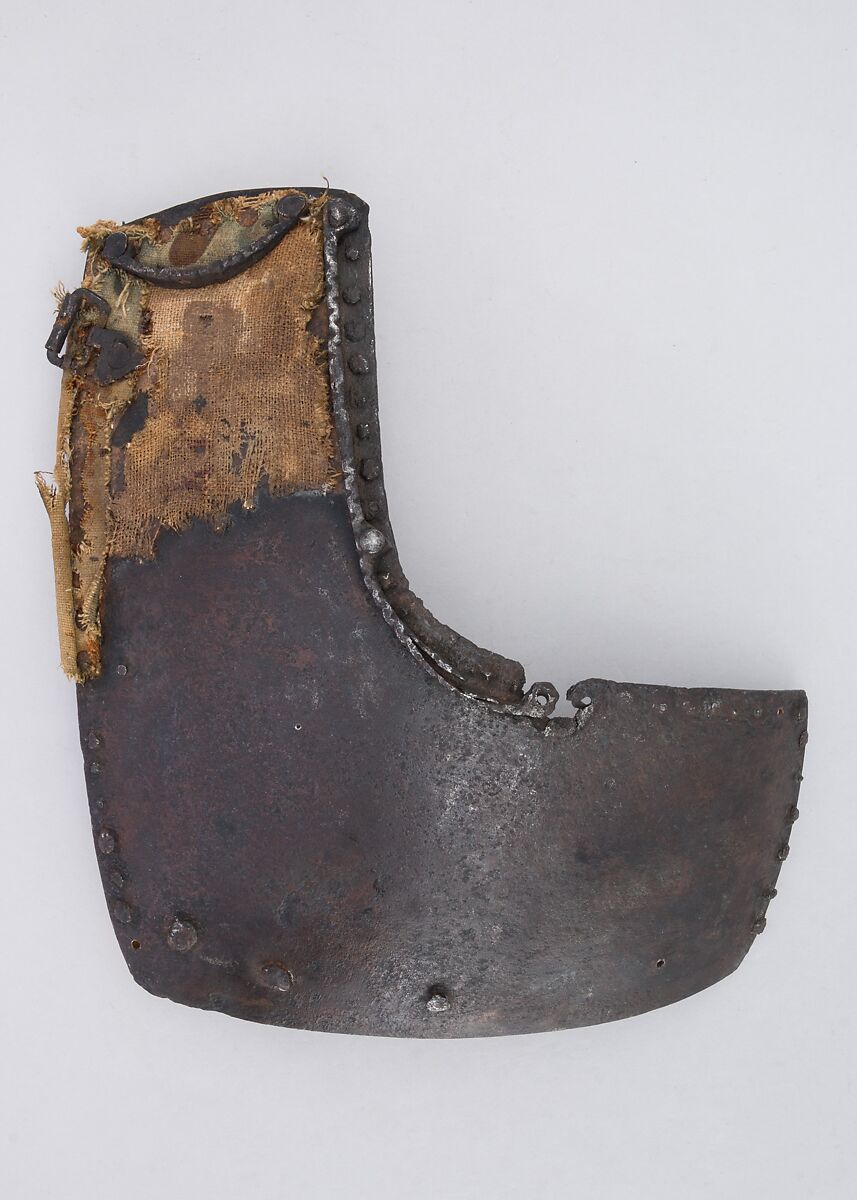 Left Breastplate from a Brigandine, Steel, brass, textile (bast fiber, cotton), Italian 