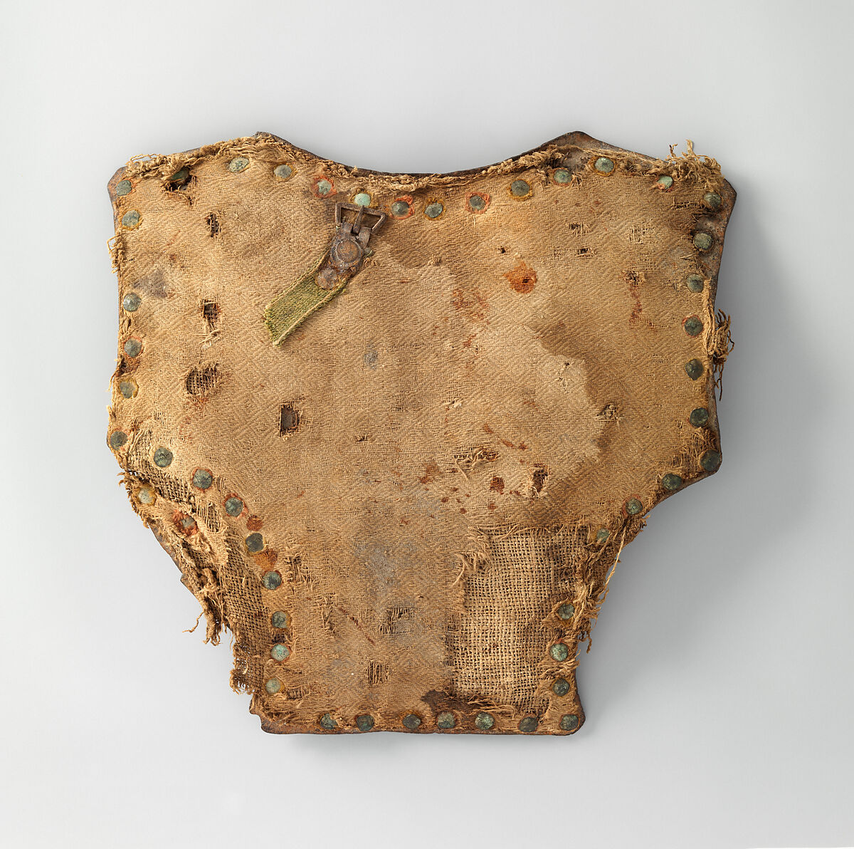 Backplate from a Brigandine, Steel, brass, leather, textile (hemp, cotton, silk), Italian 