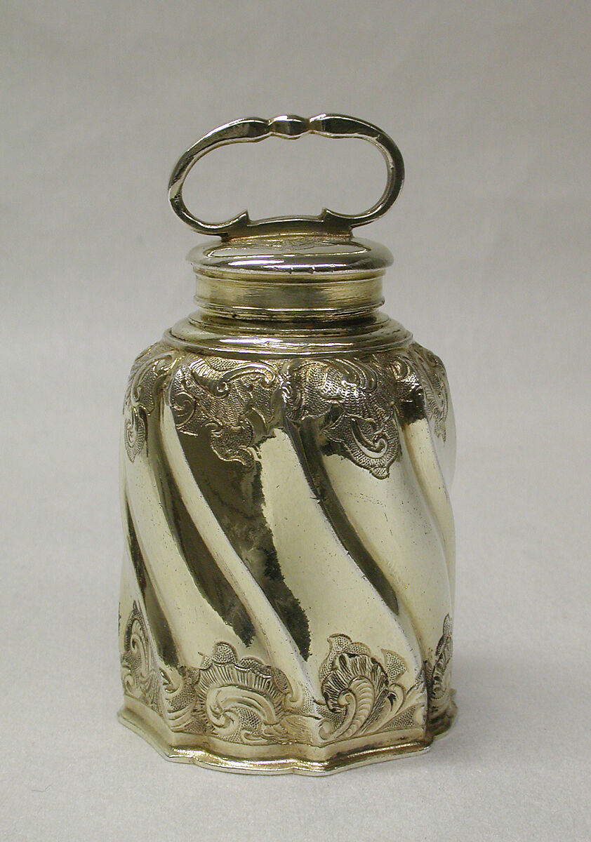 Screw-top canister, Friedrich Schwestermuller II (German, active 1713–52), Silver gilt, German, Augsburg 