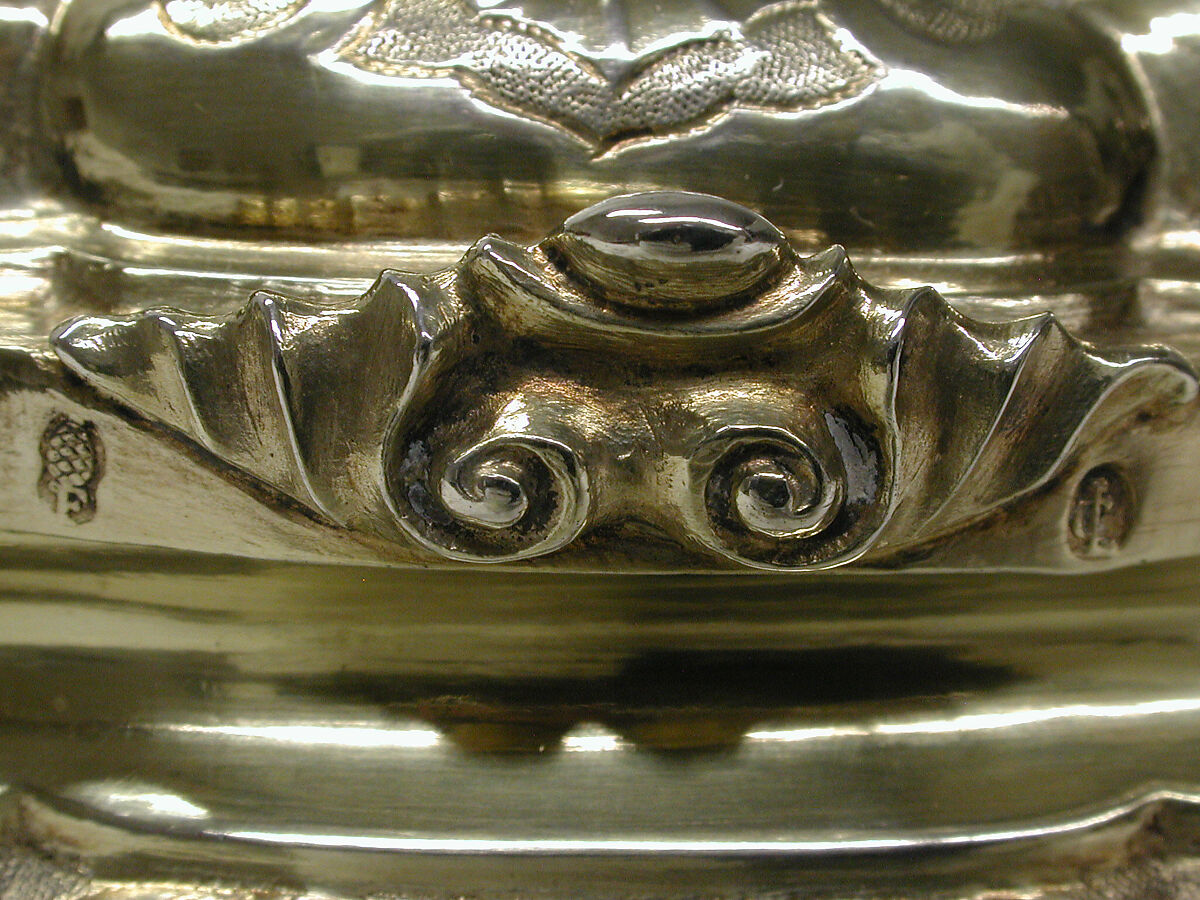 Toilet box (one of a pair), Johann Conrad Lotter (German, active 1738–79), Silver gilt, German, Augsburg