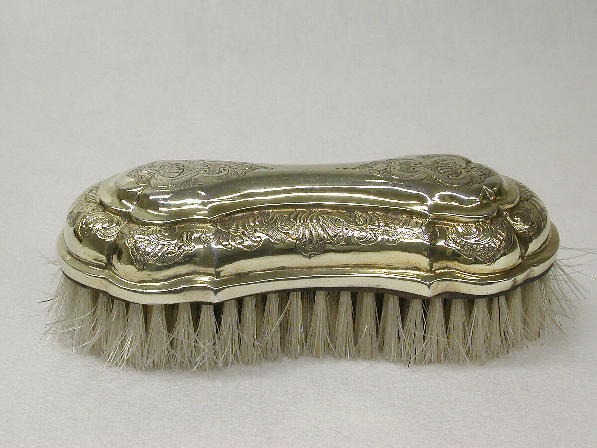 Mounted brush, Johann Pepfenhauser II (German, active 1697–1754), Silver gilt, German, Augsburg 