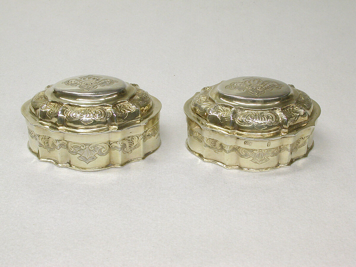 Spice box (one of a pair), Johann Christoph Stenglin (German, active 1737–75), Silver gilt, German, Augsburg 