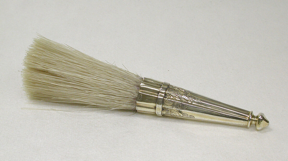 Clothes brush, Johann Christoph Stenglin (German, active 1737–75), Silver gilt; horse hair bristles, German, Augsburg 