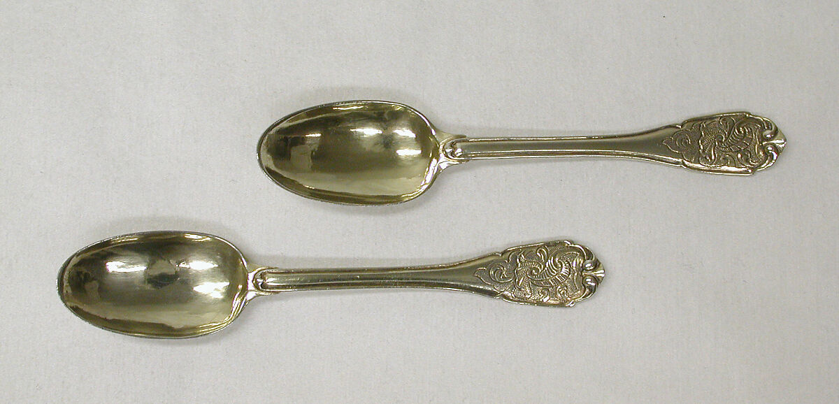 Coffee spoon (one of a pair), Abraham Warnberger III (German, 1670–1753, master 1702), Silver gilt, German, Augsburg 