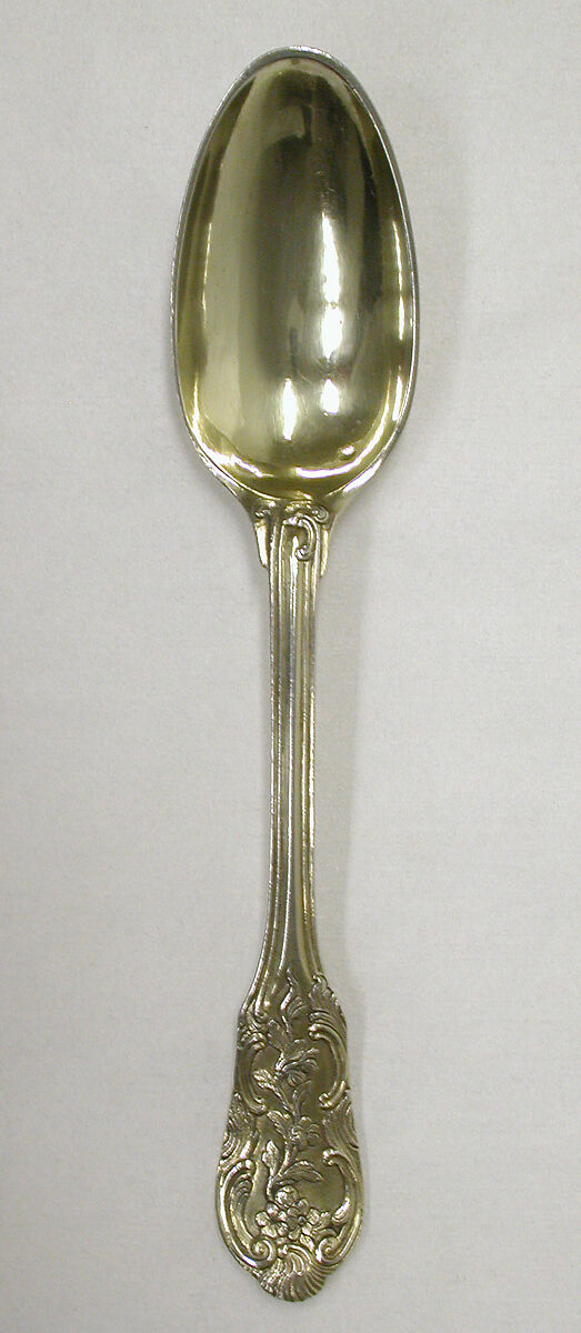 Spoon, Johann Beckert V (German, active 1749–77), Silver gilt, German, Augsburg 