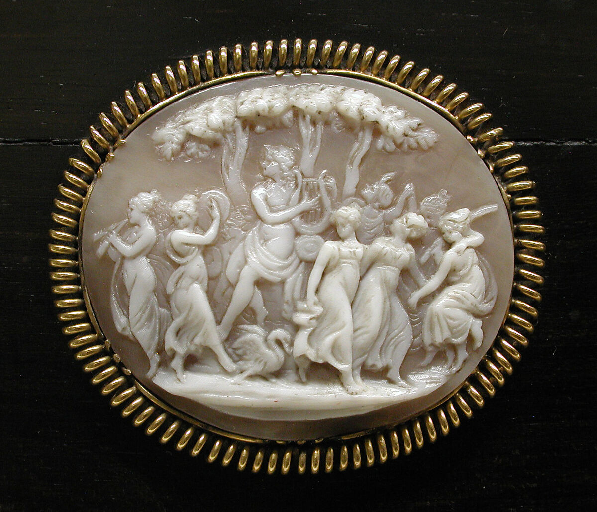 Casket, Unknown maker for R. &amp; S. Garrard &amp; Co. (founded 1735), Shell cameo; Macassar ebony; silver-gilt, British (casket) and Italian (cameos)