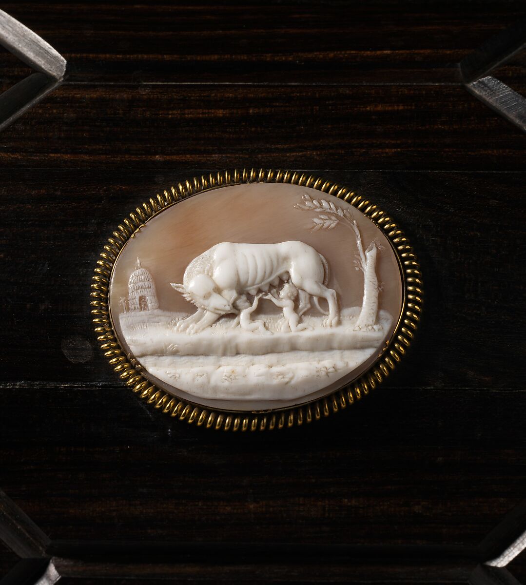 Casket, Unknown maker for R. &amp; S. Garrard &amp; Co. (founded 1735), Shell cameo; Macassar ebony; silver-gilt, British (casket) and Italian (cameos)