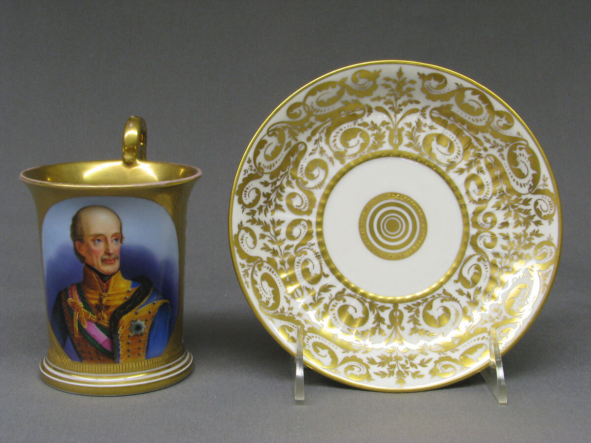 Cup and saucer, Hard-paste porcelain, Bohemian