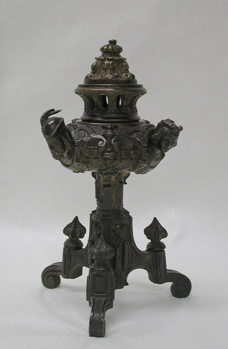 Set of three pastille burners, Bronze, partially gilt, French