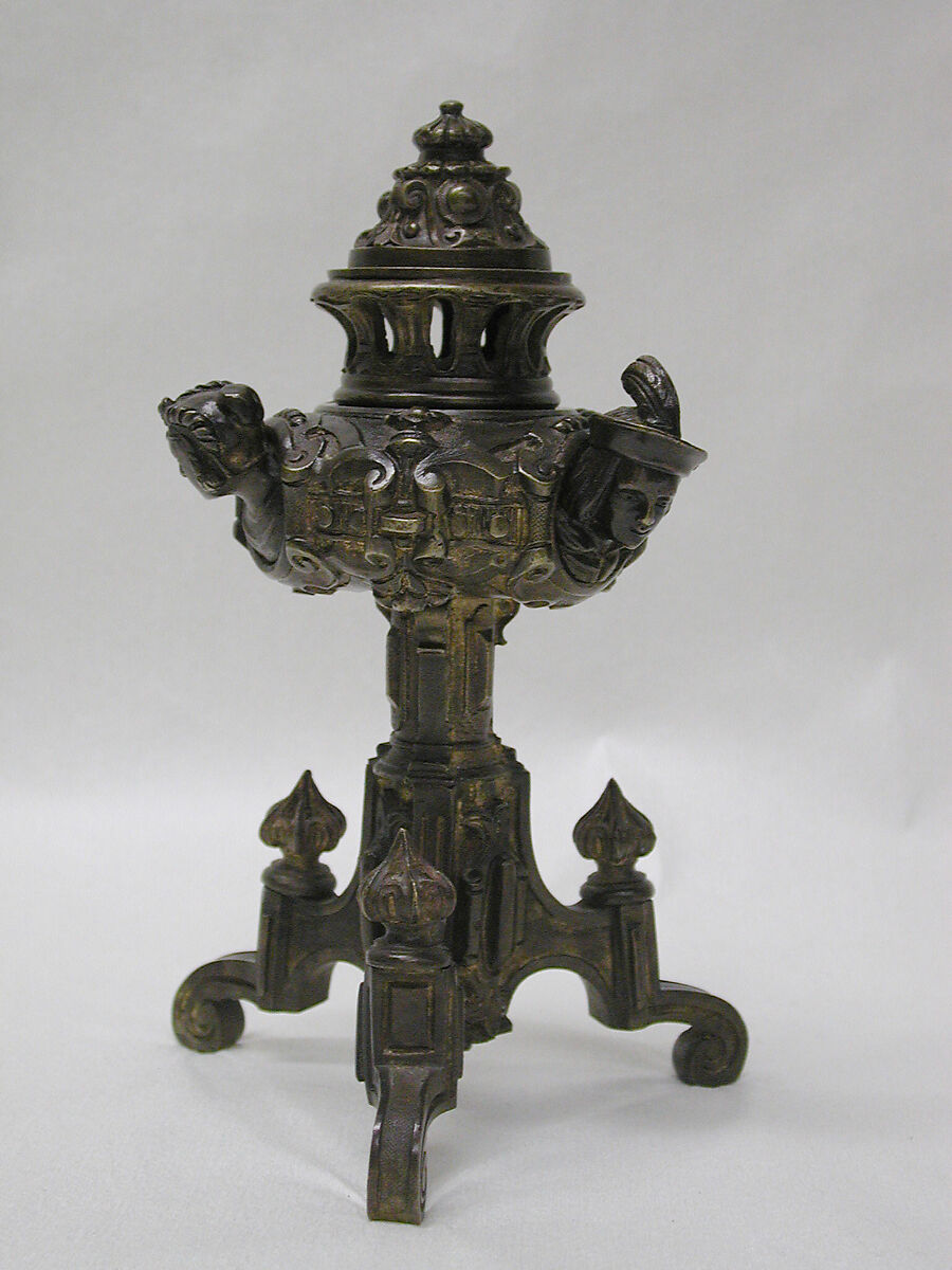Set of three pastille burners, Bronze, partially gilt, French