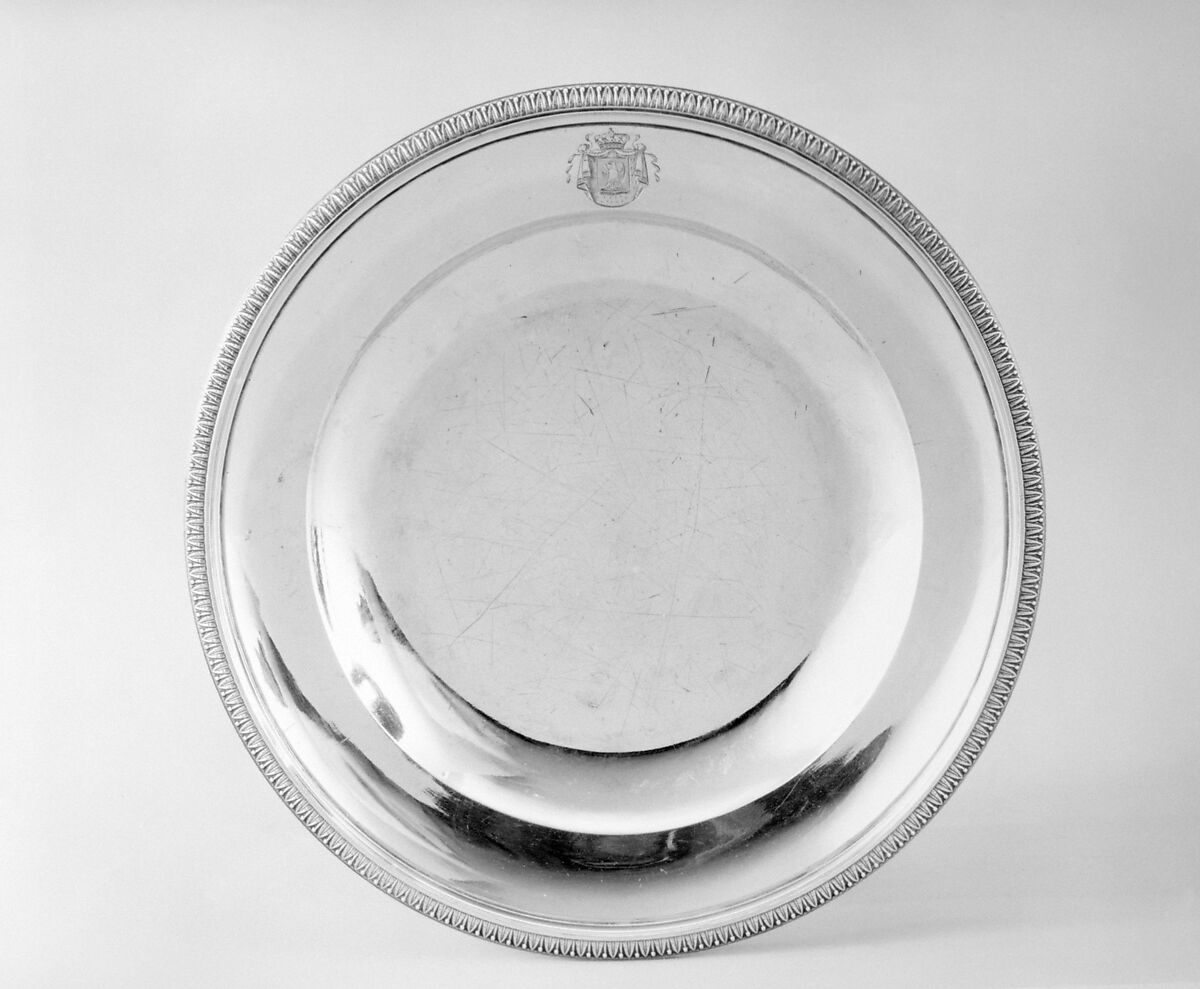 Plate (part of a dining service), Martin-Guillaume Biennais (French, 1764–1843, active ca. 1796–1819), Silver gilt, French, Paris 