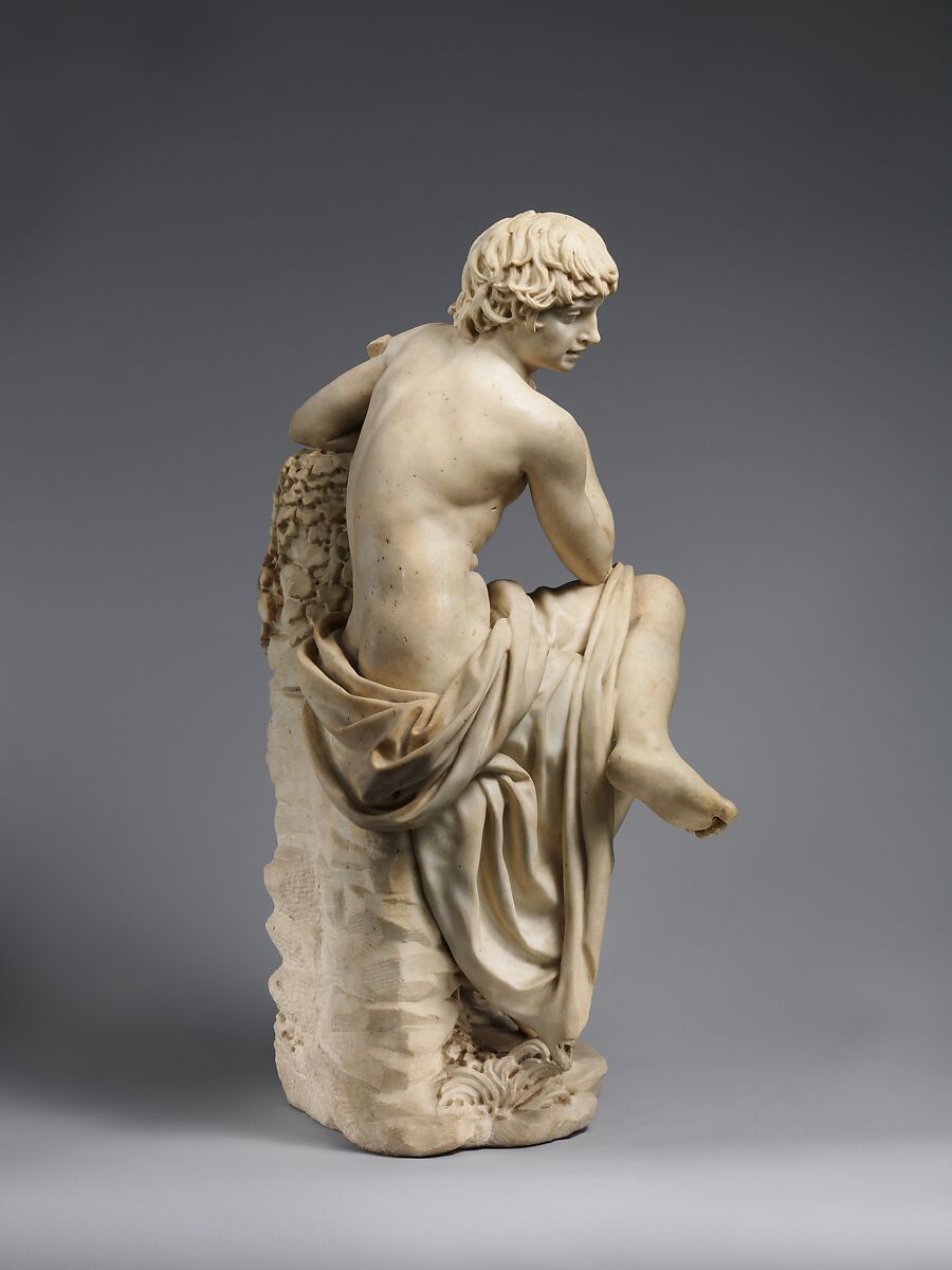 The Youthful Saint John the Baptist, Domenico Pieratti (Italian, Florence 1600–1656 Rome), Marble, Italian, Florence