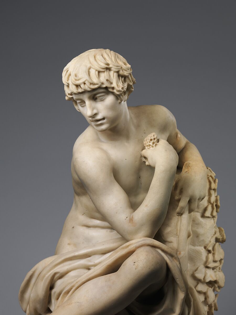 The Youthful Saint John the Baptist, Domenico Pieratti (Italian, Florence 1600–1656 Rome), Marble, Italian, Florence