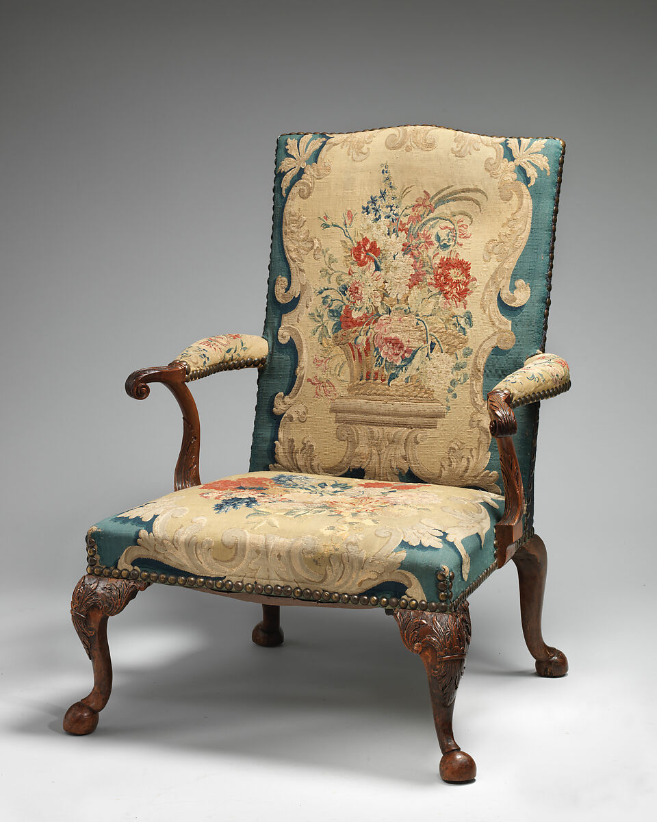 Armchair, Mahogany and tapestry, British 