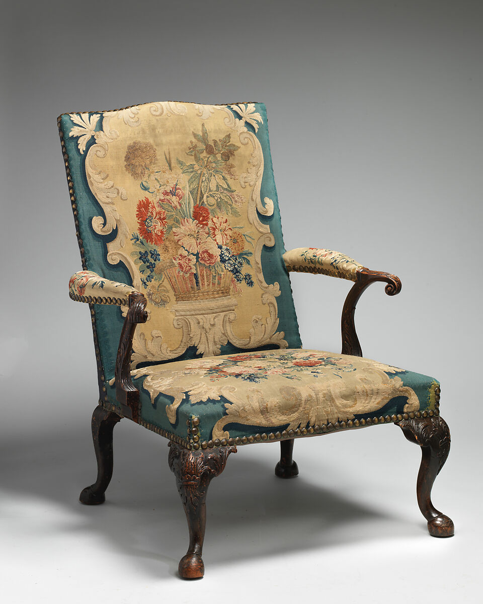 Armchair, Mahogany and tapestry, British 