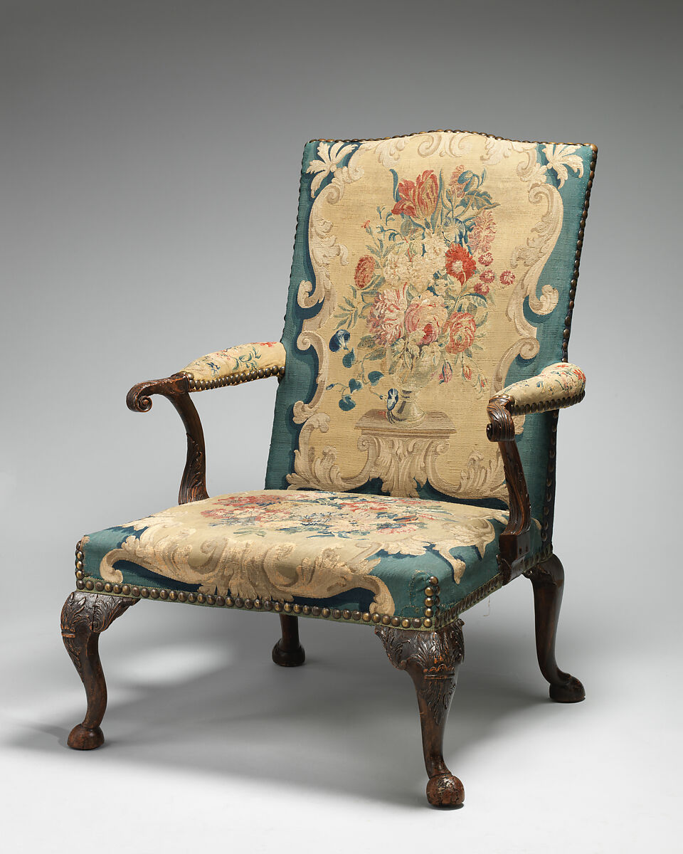 Armchair, Mahogany and tapestry, British 