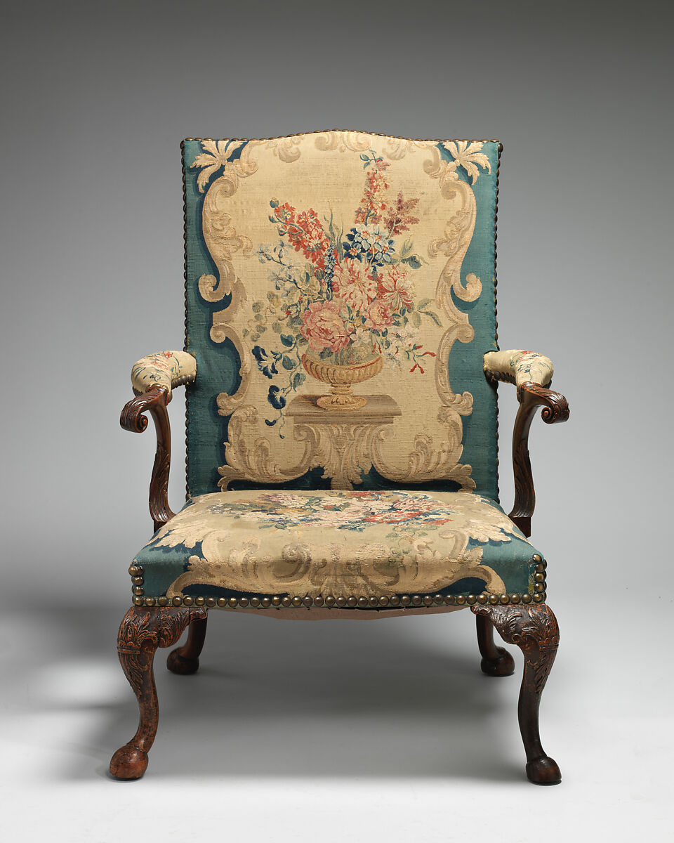 Armchair, Mahogany and tapestry, British 