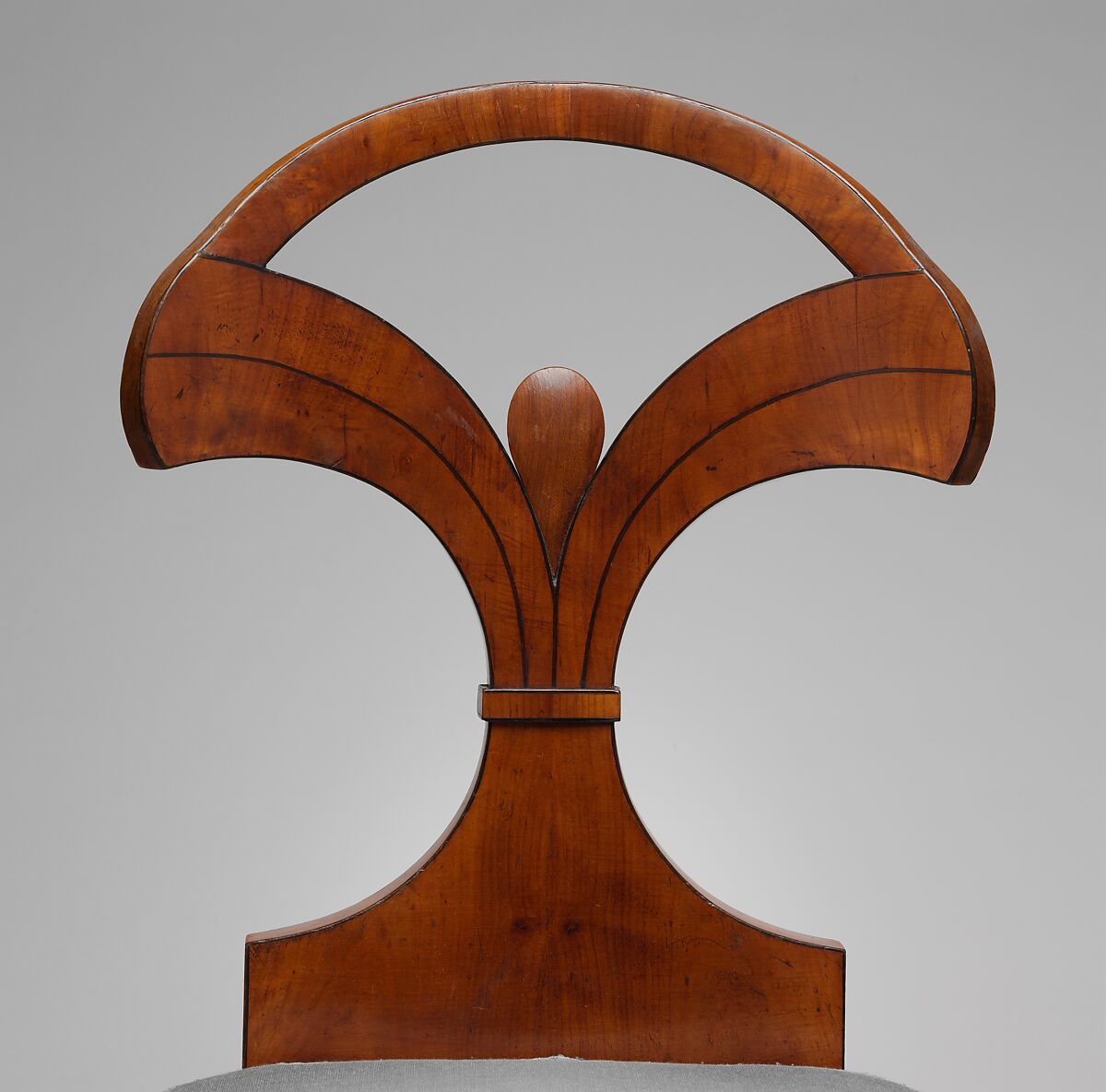 Side chair (one of a pair), Circle of Josef Danhauser 's K.K. Priv. Möbel-Fabrik, Vienna, Beech and pine wood, cherrywood veneer, ebonized mahogany framing strips; modern silk upholstery, Austrian, Vienna
