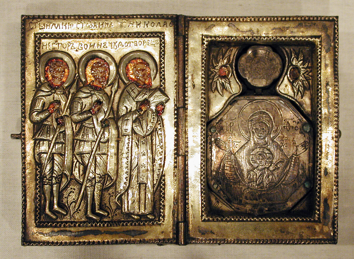 Diptych, Master BP, Silver frame (oklad), partially gilded, Ukranian 