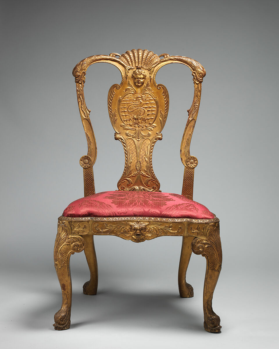 Side chair, Gilded gesso on walnut, British