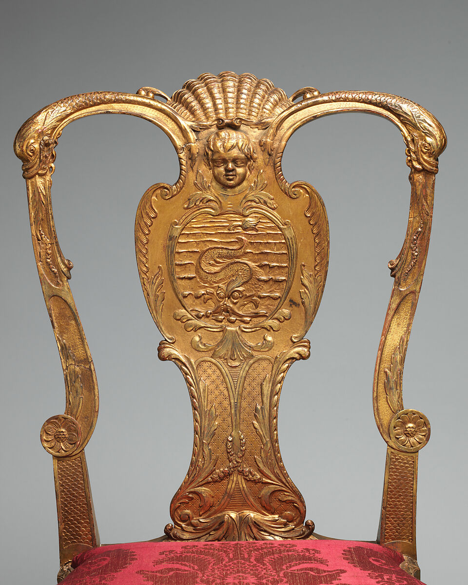 Side chair, Gilded gesso on walnut, British