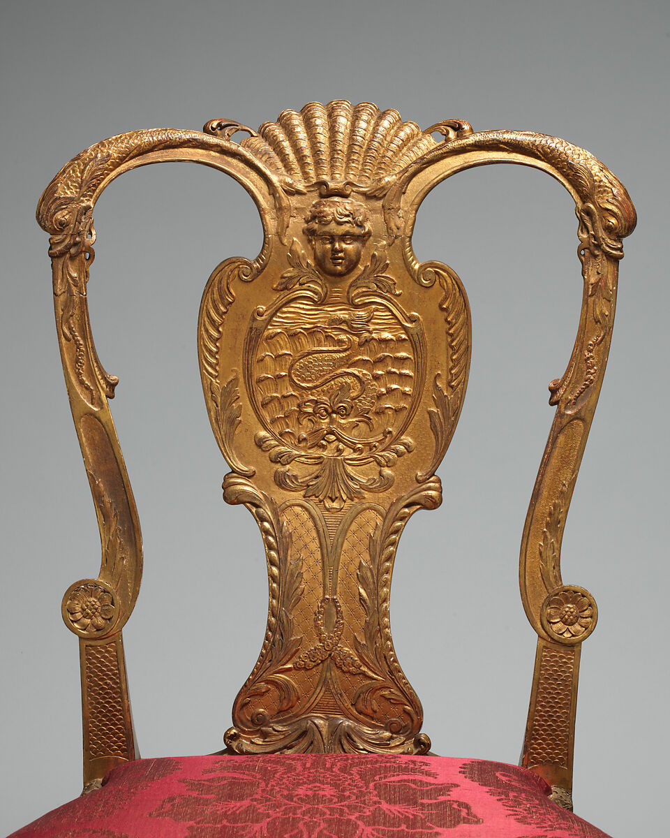 Side chair, Gilded gesso on walnut, British