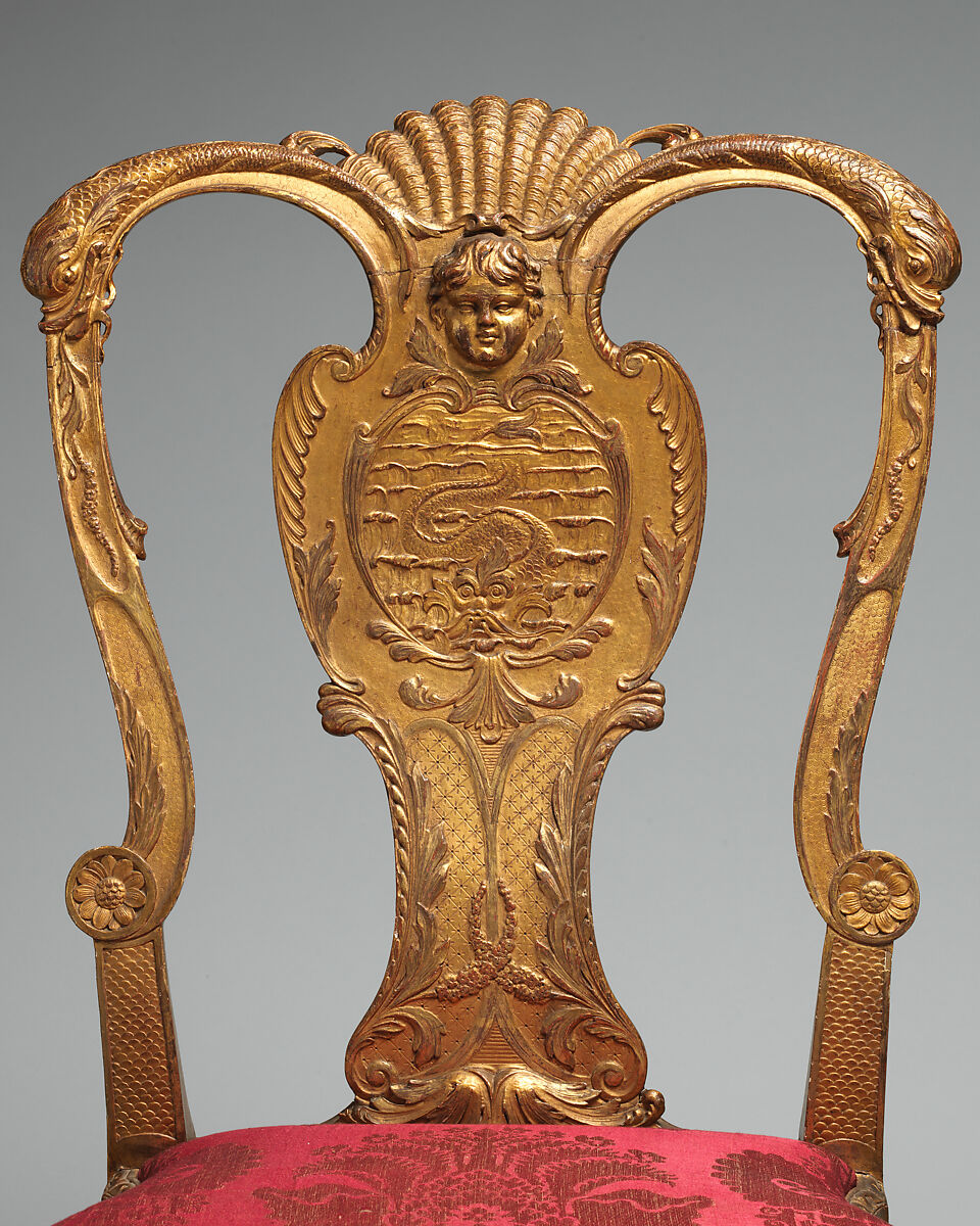 Side chair, Gilded gesso on walnut, British