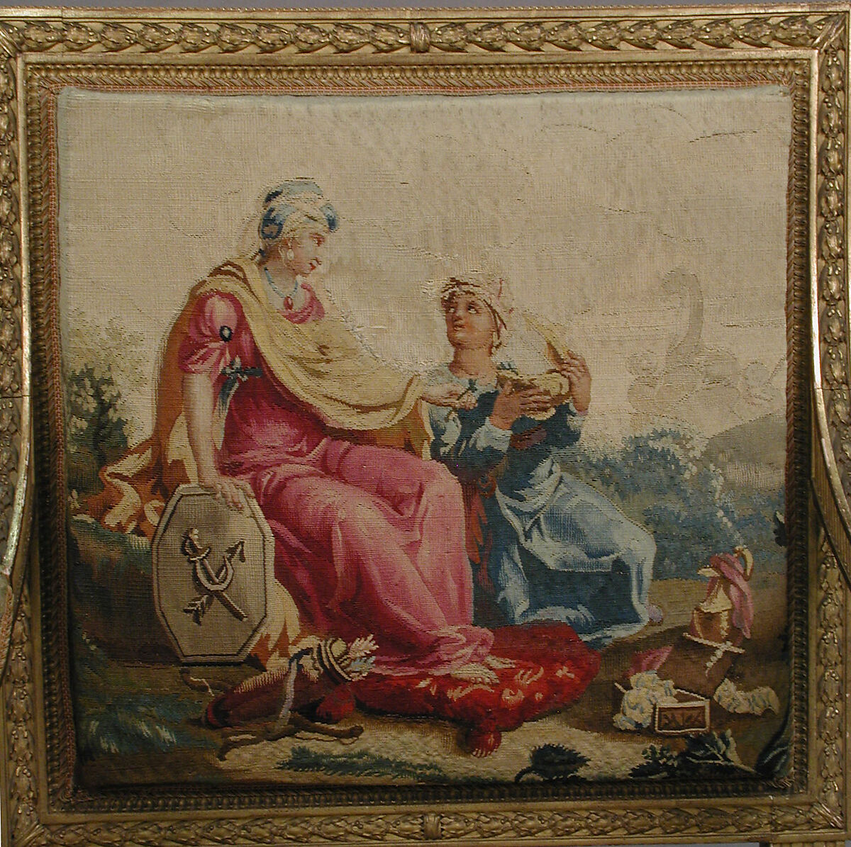 Armchair, Tapestry upholstery by Beauvais, Carved and gilded wood; wool, silk, French, Beauvais