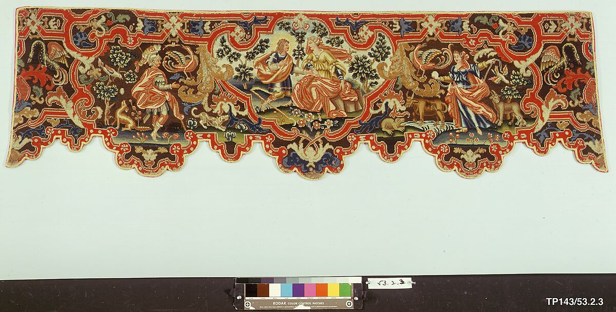 Bed valances and side curtains, Canvas; silk and wool embroidery in gros and petit point, French