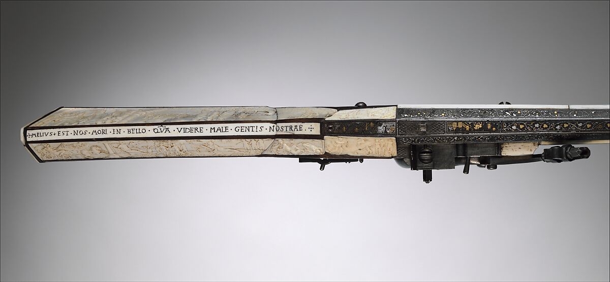 Wheellock Gun of Philippe de Croy, Prince of Chimay (1526–1595), Steel, gold, silver, wood, ivory, Flemish, possibly Antwerp