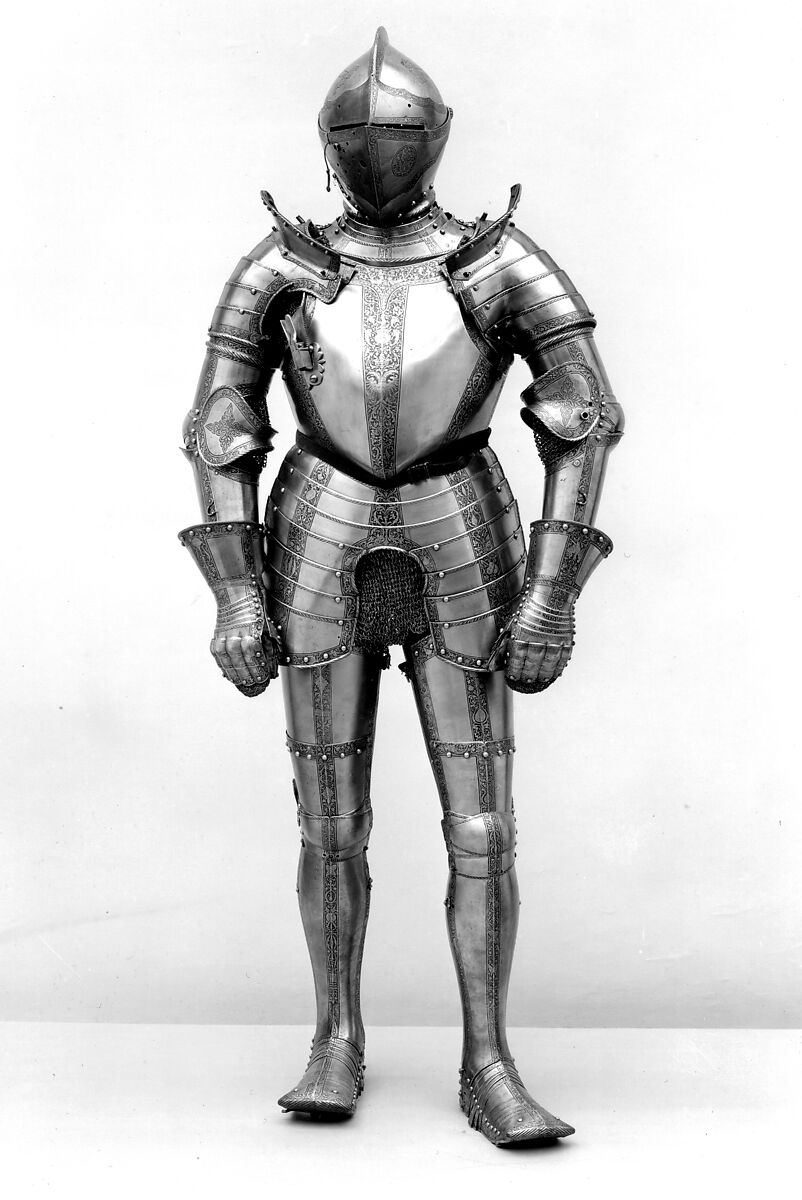 Armor from a Small Garniture for Field and Tournament, Kunz Lochner  German, Steel, leather, copper alloy, textile, German, Nuremberg