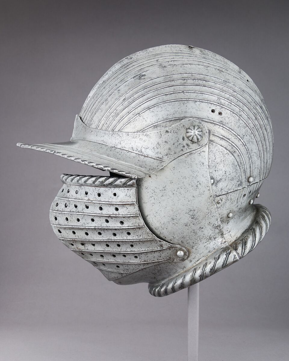 Three-Quarter Armor, Pauldrons and vambraces attributed to Kolman Helmschmid (German, Augsburg 1471–1532), Steel, leather, German, Augsburg