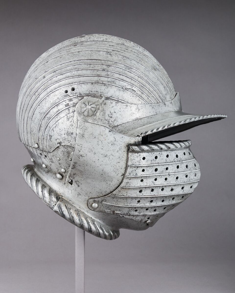 Three-Quarter Armor, Pauldrons and vambraces attributed to Kolman Helmschmid (German, Augsburg 1471–1532), Steel, leather, German, Augsburg