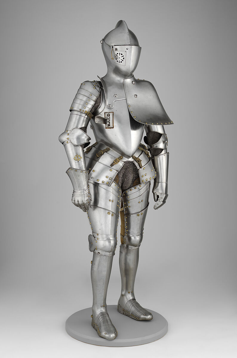 Armor for the Tilt, Attributed to Anton Peffenhauser (German, Augsburg, 1525–1603), Steel, brass, leather, German, Augsburg