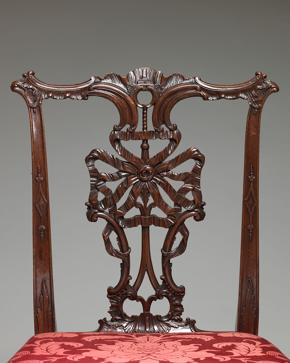 Side chair, Mahogany, modern damask, British